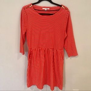 Cute Orange & White Stripe Dress wPockets! 14LONG